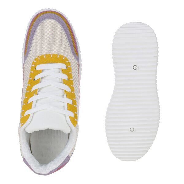 Stiefelparadies Damen Sneaker Low in Pink Mehrfarbig Weihnachtsangebot