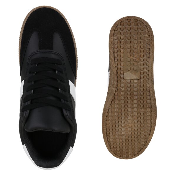 Stiefelparadies Damen Sneaker Low in Schwarz Weiss Vatertagsangebot