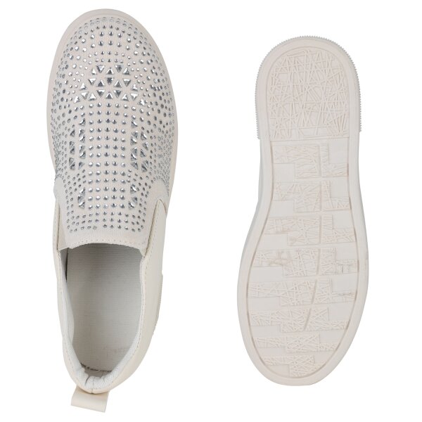 Stiefelparadies Damen Sneaker Wedges in Beige Lagerräumung