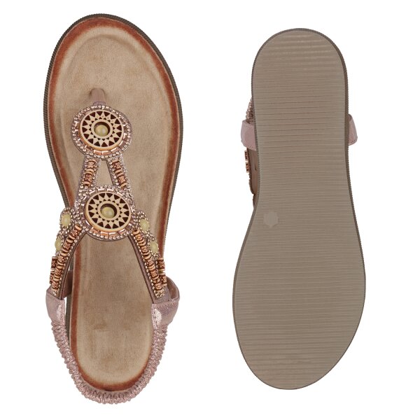 Stiefelparadies Damen Zehentrenner in Rose Gold Online Outlet