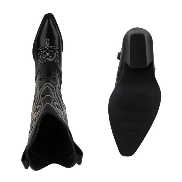 Stiefelparadies Damen Cowboystiefel in Schwarz Räumungsverkauf