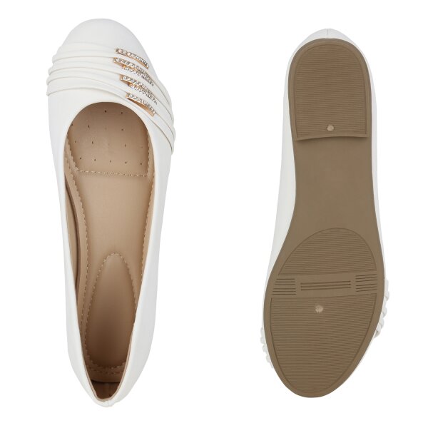 Stiefelparadies Damen Klassische Ballerinas in Weiss Kauf eins, bekomm eins gratis