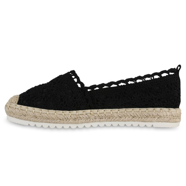 Stiefelparadies Damen Espadrilles in Schwarz Riesige Ersparnisse