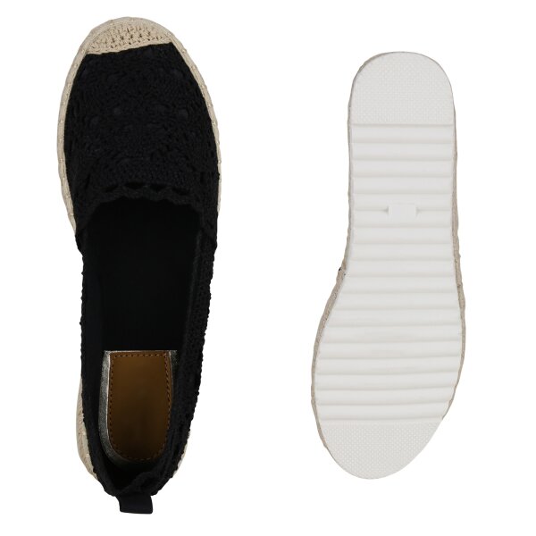 Stiefelparadies Damen Espadrilles in Schwarz Riesige Ersparnisse