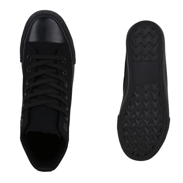 Stiefelparadies Damen Sneaker High in Schwarz Super Sparpreis