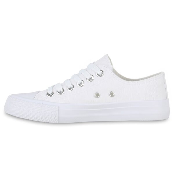 Stiefelparadies Damen Sneaker Low in Weiss Wochenangebot