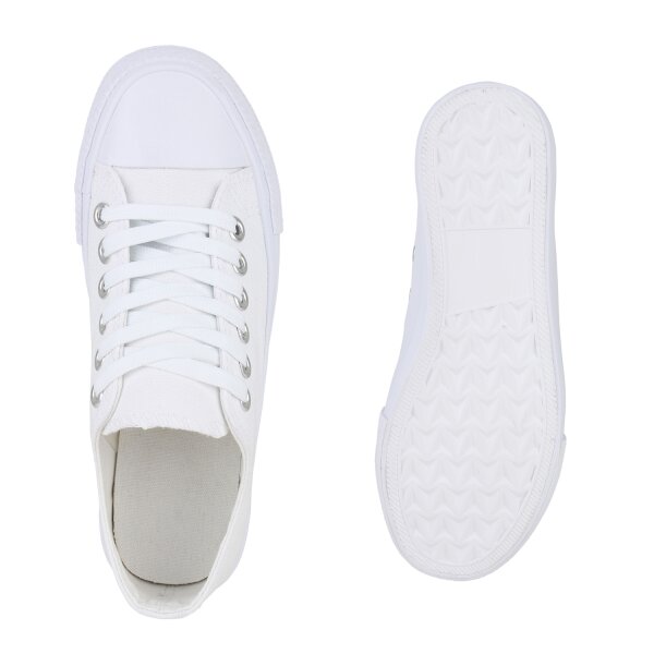 Stiefelparadies Damen Sneaker Low in Weiss Wochenangebot