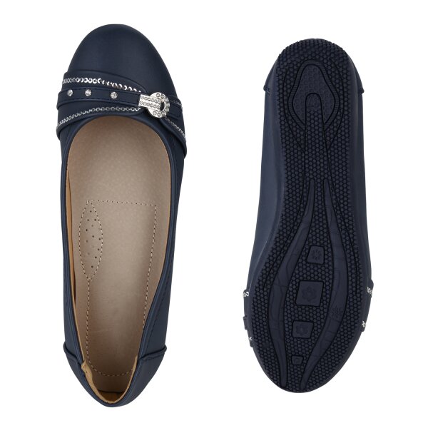 Stiefelparadies Damen Sportliche Ballerinas in Dunkelblau Sonderangebot der Fabrik
