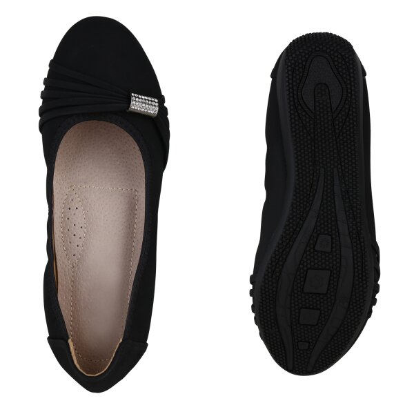 Stiefelparadies Damen Sportliche Ballerinas in Schwarz Vierteljährliche Förderung