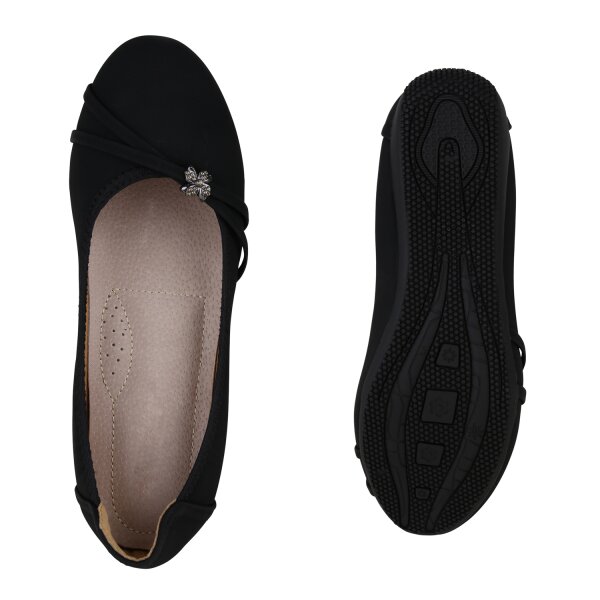 Stiefelparadies Damen Sportliche Ballerinas in Schwarz Bis zu 55% Rabatt