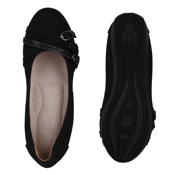 Stiefelparadies Damen Sportliche Ballerinas in Schwarz Discount Store für neue Produkte
