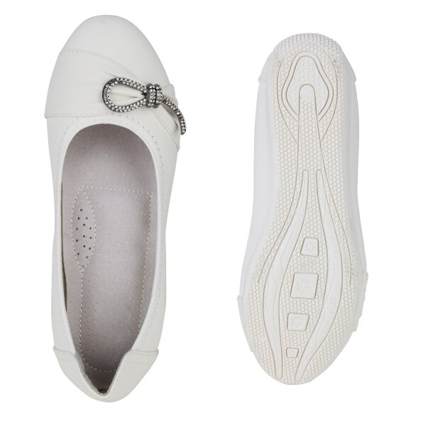 Stiefelparadies Damen Sportliche Ballerinas in Weiss Nur noch ein Tag übrig