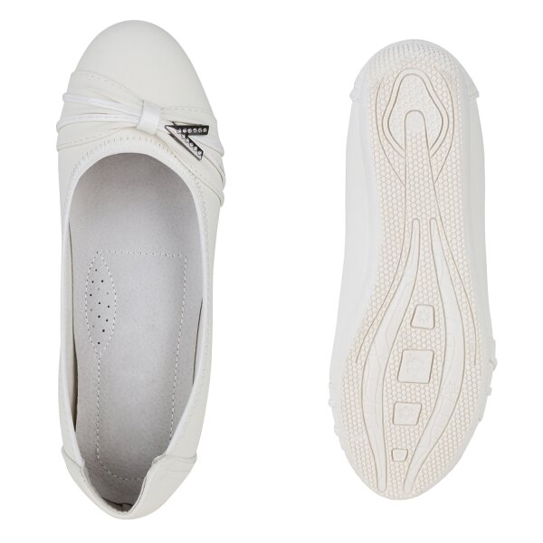 Stiefelparadies Damen Sportliche Ballerinas in Weiss Super Rabatt