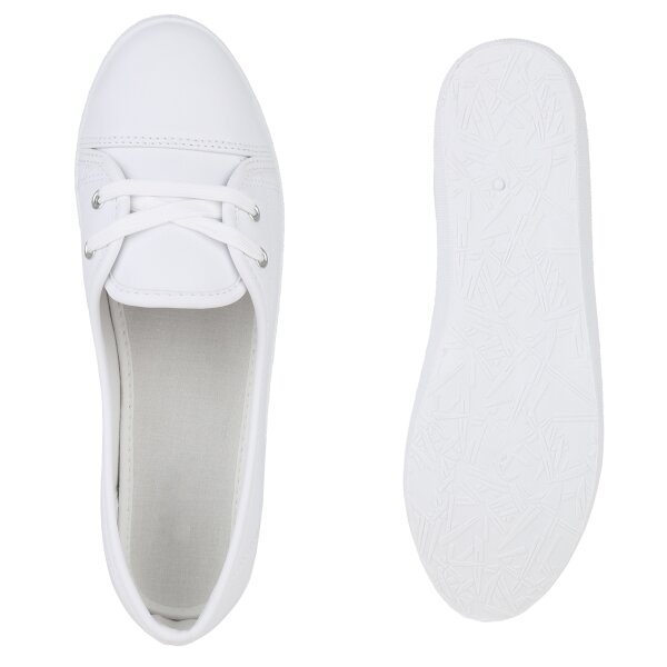 Stiefelparadies Damen Sportliche Ballerinas in Weiss Clearance-Verkauf