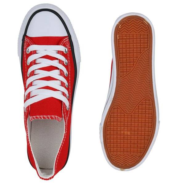 Stiefelparadies Damen Sneaker Low in Rot Kostenloser Versand international