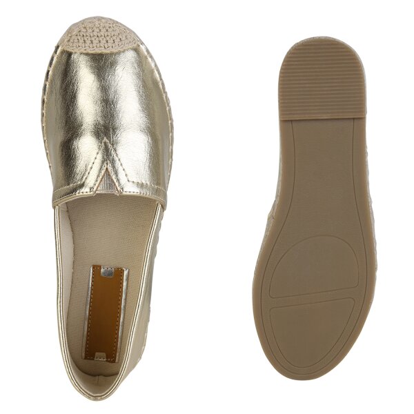 Stiefelparadies Damen Espadrilles in Gold 50% Rabatt für begrenzte Zeit
