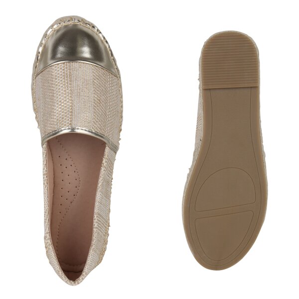 Stiefelparadies Damen Espadrilles in Gold Rabatte dieses Monats