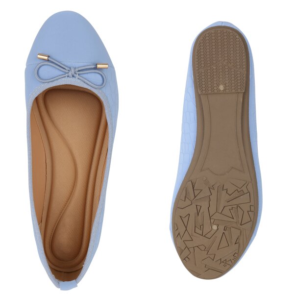 Stiefelparadies Damen Klassische Ballerinas in Hellblau Kroko Limitierter Zeitrabatt