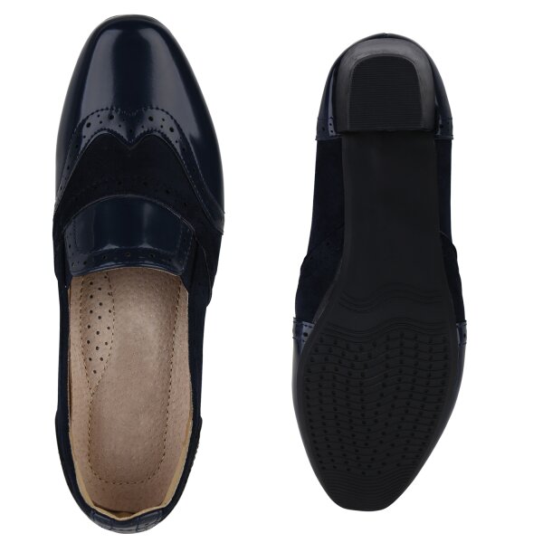 Stiefelparadies Damen Klassische Pumps in Dunkelblau Lack Fabrik Onlineshop