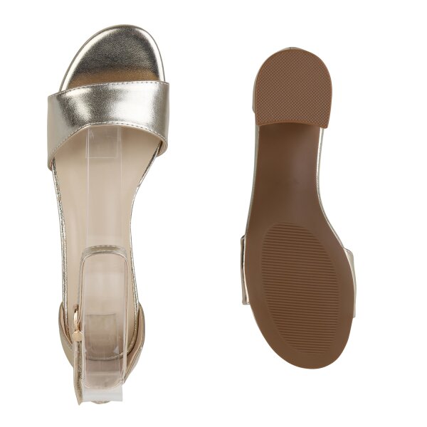 Stiefelparadies Damen Klassische Sandaletten in Gold Rabatt