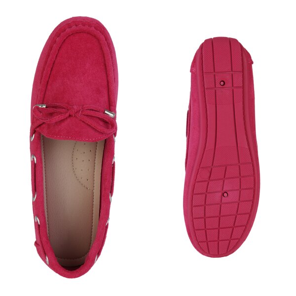 Stiefelparadies Damen Mokassins in Fuchsia Preisnachlass