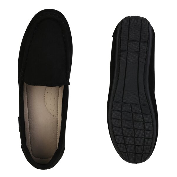 Stiefelparadies Damen Mokassins in Schwarz Black Friday