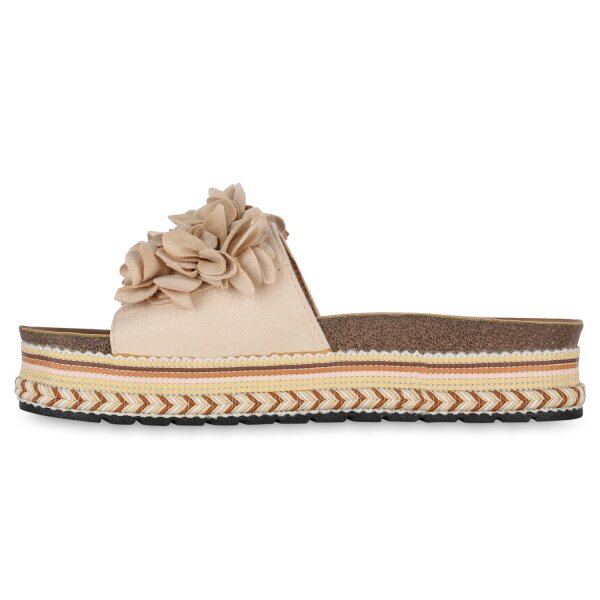 Stiefelparadies Damen Pantoletten in Beige Valentinstagsangebot