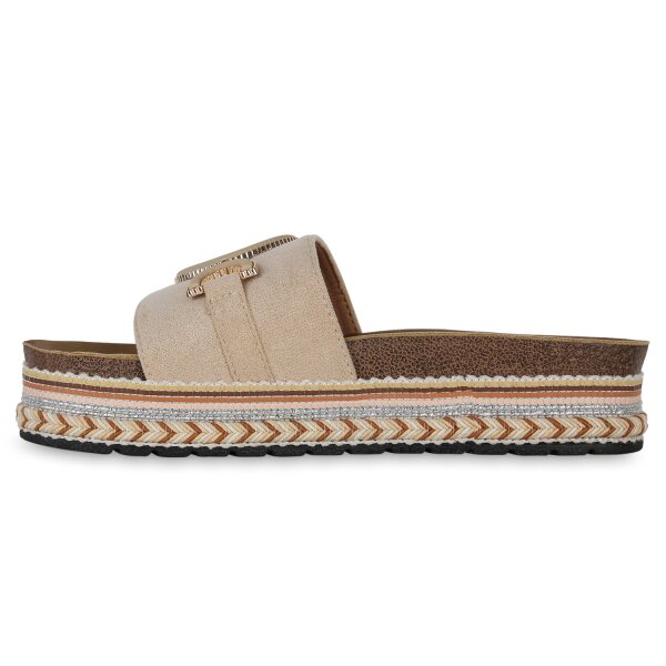Stiefelparadies Damen Pantoletten in Beige Heißer Verkauf