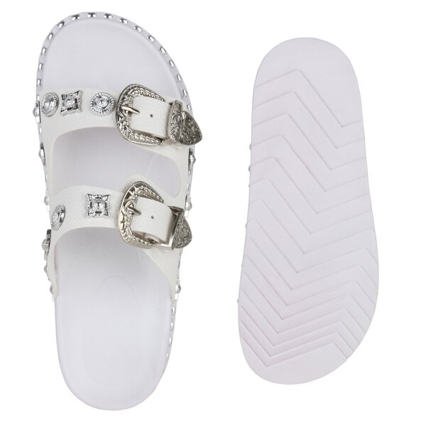 Stiefelparadies Damen Pantoletten in Weiss Wochenangebot