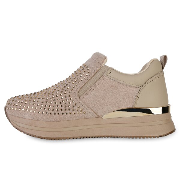 Stiefelparadies Damen Plateau Sneaker in Khaki Bis zu 55% Rabatt