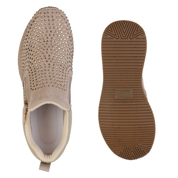 Stiefelparadies Damen Plateau Sneaker in Khaki Bis zu 55% Rabatt