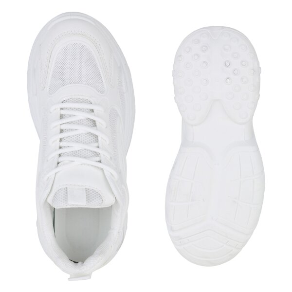Stiefelparadies Damen Plateau Sneaker in Weiss Fabrikladen