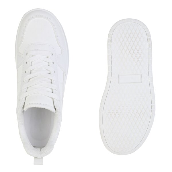 Stiefelparadies Damen Plateau Sneaker in Weiss Begrenzt auf 3 Tage