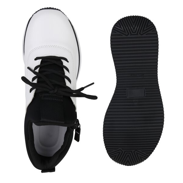 Stiefelparadies Damen Plateau Sneaker in Weiss Speichern exportieren