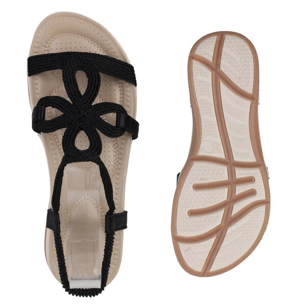 Stiefelparadies Damen Riemchensandalen in Schwarz Outlet