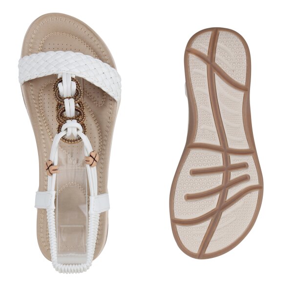 Stiefelparadies Damen Riemchensandalen in Weiss Angebote