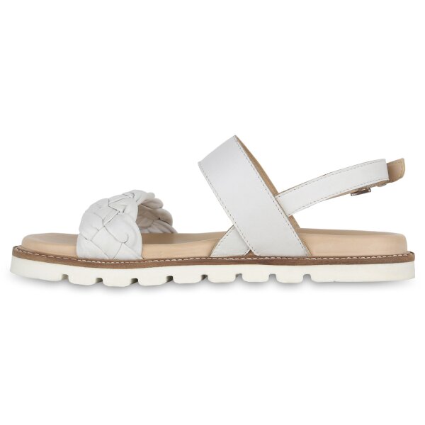 Stiefelparadies Damen Riemchensandalen in Weiss Hotsell