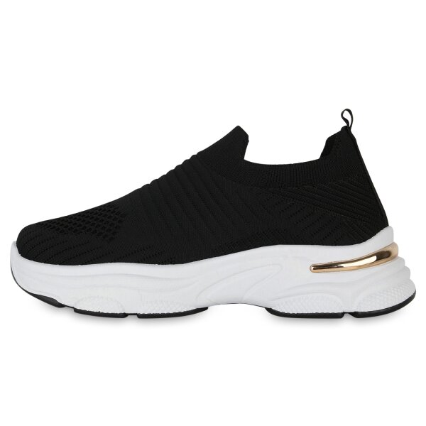 Stiefelparadies Damen Slip Ons in Schwarz Rabatt