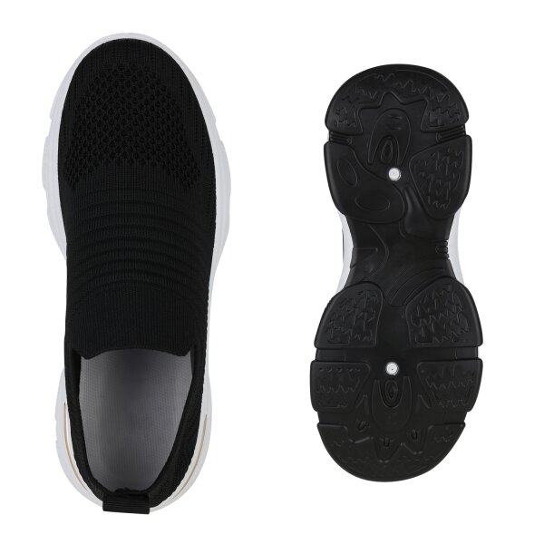 Stiefelparadies Damen Slip Ons in Schwarz Rabatt