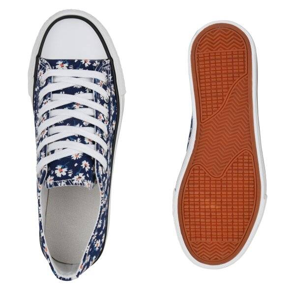 Stiefelparadies Damen Sneaker Low in Dunkelblau Exklusivangebot