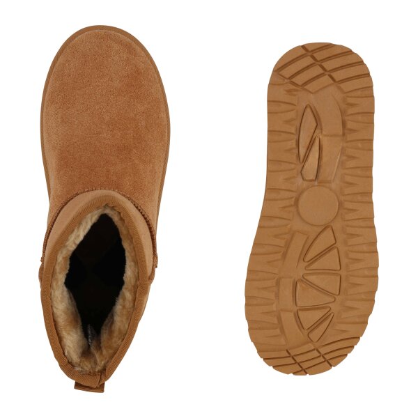Stiefelparadies Damen Winter Boots in Hellbraun Vatertagsangebot