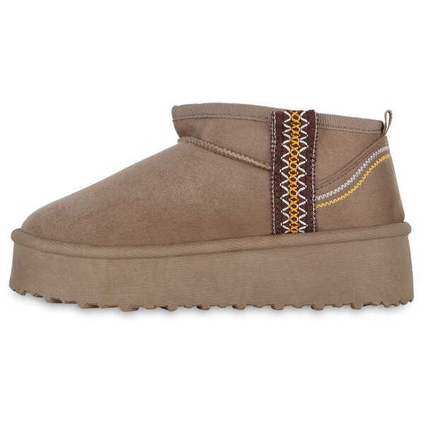 Stiefelparadies Damen Winter Boots in Taupe Jubiläumsangebot