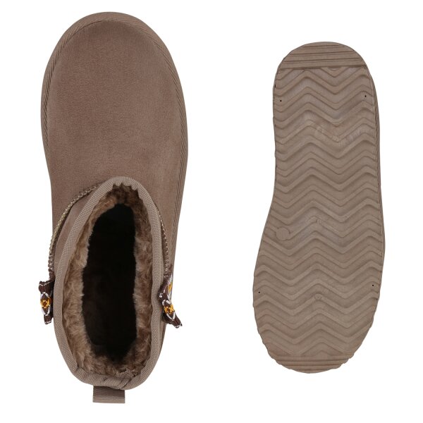 Stiefelparadies Damen Winter Boots in Taupe Jubiläumsangebot