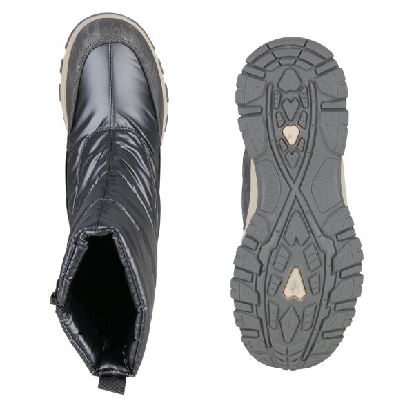Stiefelparadies Damen Winterstiefel in Grau Metallic Heißer Verkauf
