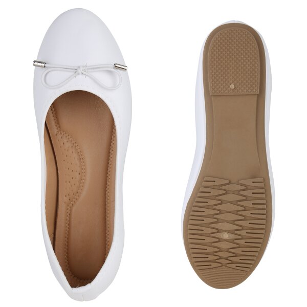 Stiefelparadies Damen Klassische Ballerinas in Weiss Blitzangebot