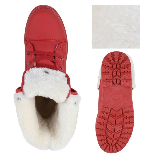 Stiefelparadies Damen Sneaker High in Rot Super Sparpreis
