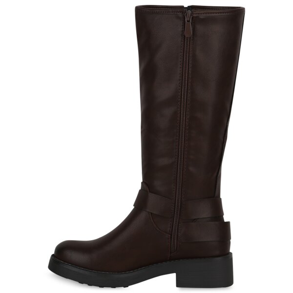 Stiefelparadies Damen Bikerstiefel in Braun Kostenlose Rückgabe