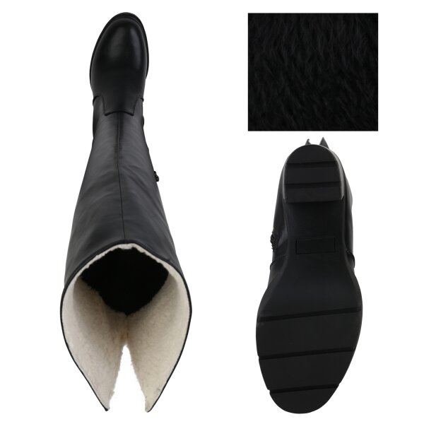 Stiefelparadies Damen Overknees in Schwarz Neueste Stile