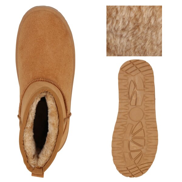 Stiefelparadies Damen Winter Boots in Hellbraun Discount Store für neue Produkte