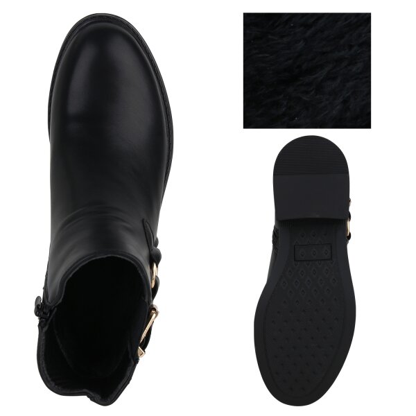 Stiefelparadies Damen Biker Boots in Schwarz Riesige Rabatte